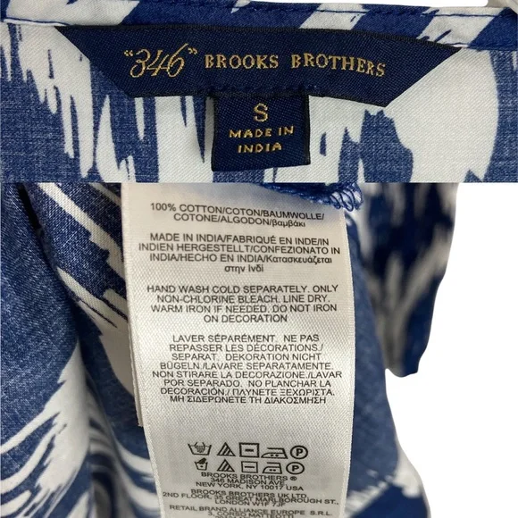 “346” Brooks Brothers Navy Blue/White Print Tunic Bead and Sequin Detail Size S - Picture 7 of 7